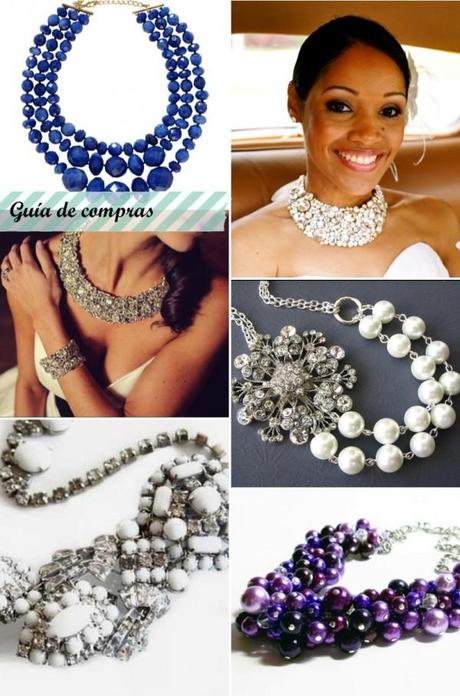 Novias con collar-guía de compras/Brides wearing necklace-shopping guide