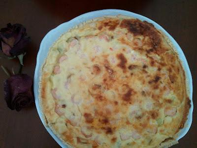 Quiche de tetilla, puerros y camarones