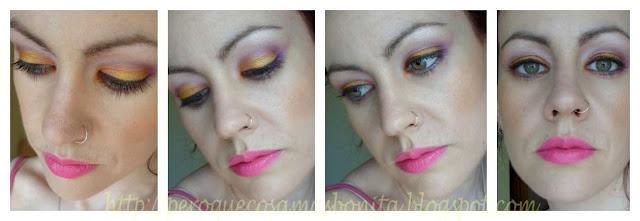 Maquillaje en tonos Naranja + Morado + Rosas