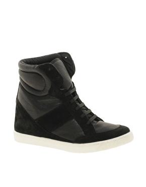 Image 1 of ASOS DENY Wedge High Top Trainers With Suede Detail