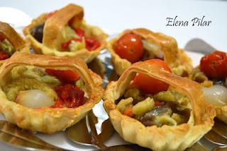 Cestitas de verduras asadas