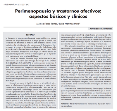 Perimenopausia y Trastornos Afectivos - Flores y Martínez