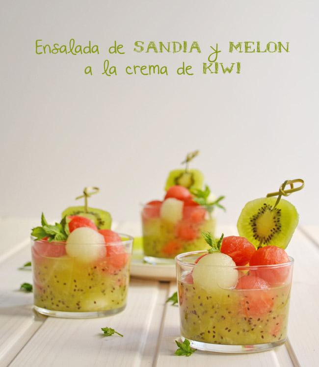 Ensalada de Sandia y Melon a la crema de Kiwi
