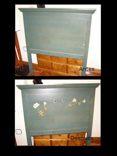 Antes y Después del cabecero de madera de Mar