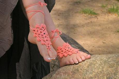 pulseras o brazaletes para pies y tobillos hechas de crochet