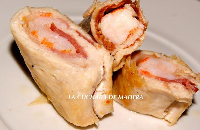 PECHUGAS DE POLLO RELLENAS DE LANGOSTINO