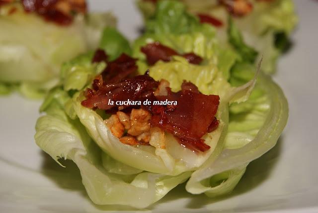 COGOLLOS CON AJOS Y CRUJIENTE DE JAMÓN