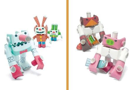 robots de papel de colores