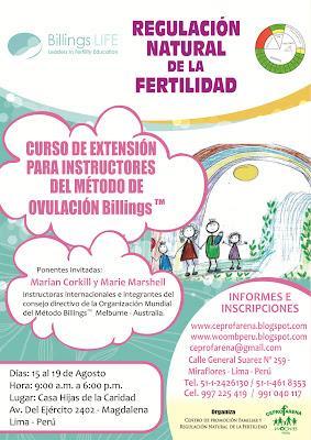 PERÚ: CEPROFARENA ORGANIZA NUEVO CURSO SOBRE EL MÉTODO BILLINGS