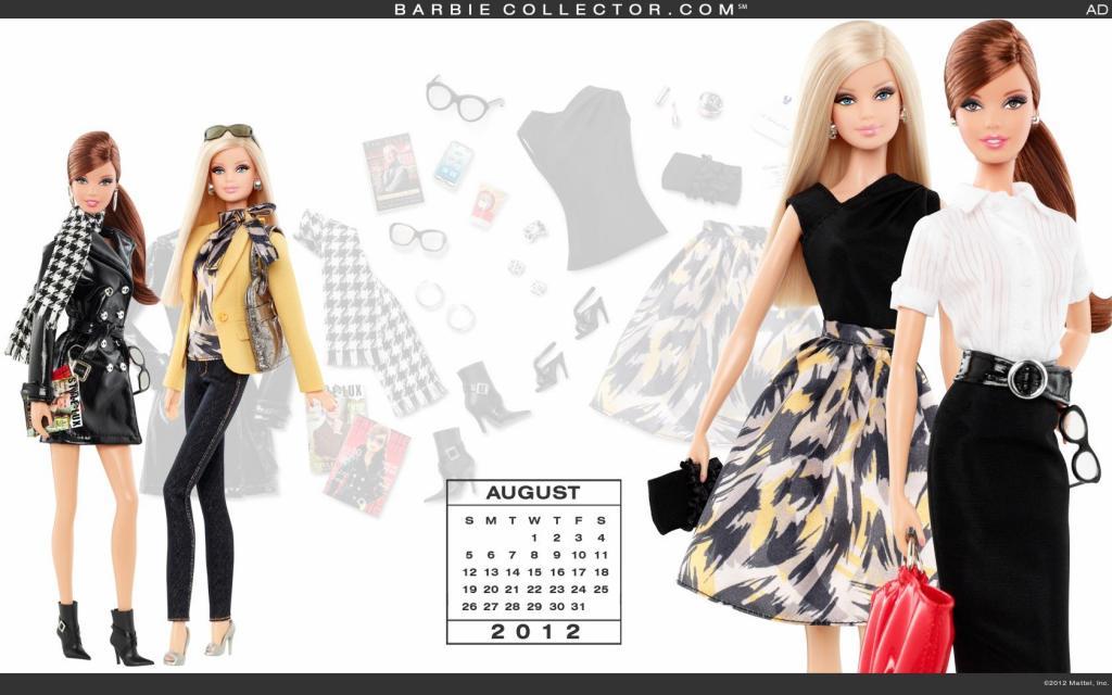 Desktop Calendar of Barbie Collector – August 2012