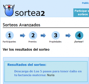 Ganadora sorteo Los 5 pasos para tener éxito en tu lactancia materna