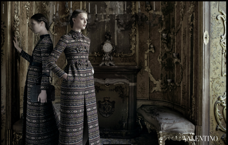 Valentino Models: Caroline Brasch Nielsen, Frida Gustavsson + Monika Jagaciak Photographer: Deborah Turbeville FW FALL WINTER 2012 2013 AD CAMPAIGN LACE DRESSES LADY-LIKE DARK MYSTERIOUS STUDS STUDDED SUNGLASSES BAGS LEATHER OPTICAL EYEGLASSES