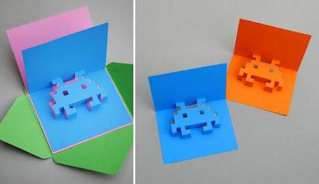 DIY postales 3D marcianitos space invaders