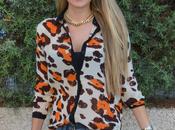 Animal print denim shorts