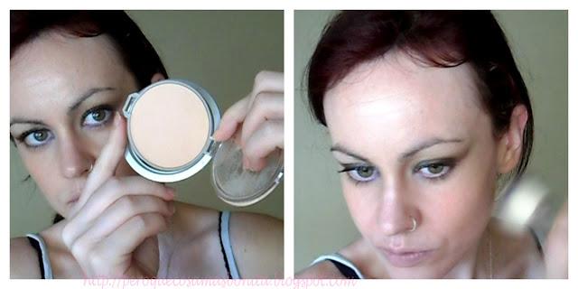 Maquillaje en dorado, verde y lila