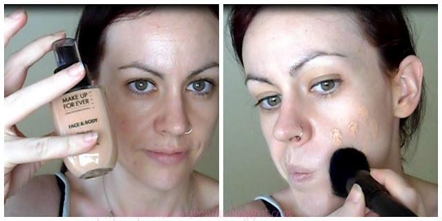 Maquillaje en dorado, verde y lila