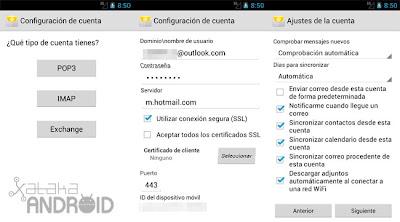 Configura una cuenta Outlook.com en Android