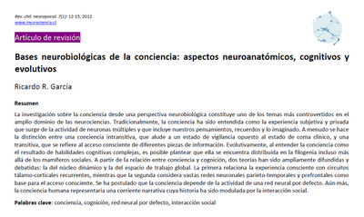 Bases neurobiológicas de la conciencia - Ricardo García