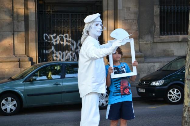 Artistas callejeros en la Rambla