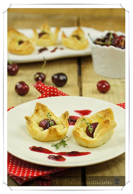 Cestas de Brie con Cerezas