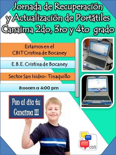 Jornada de Recuperación  y Actualización de Portátiles Canaima 2do, 3ro y 4to  grado  en Tinaquillo