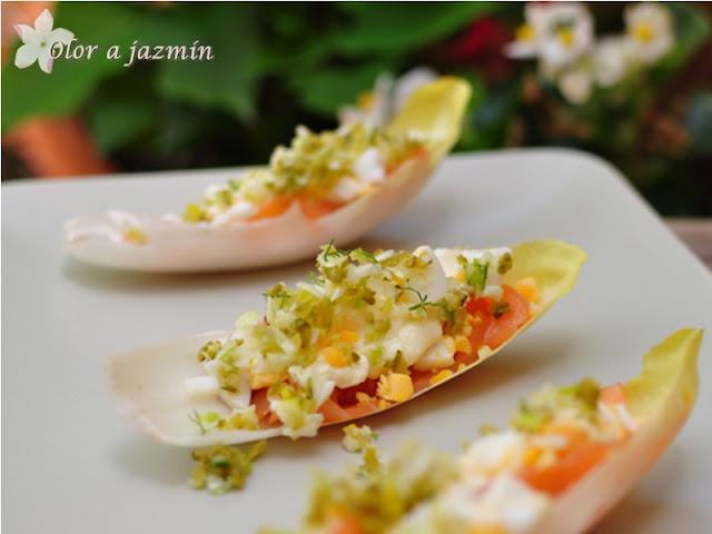 Endibias con salmón