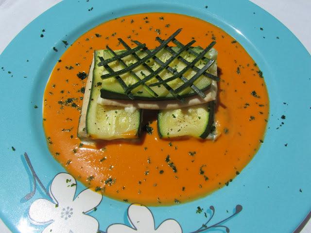 San jacobos de calabacín con salsa marinera