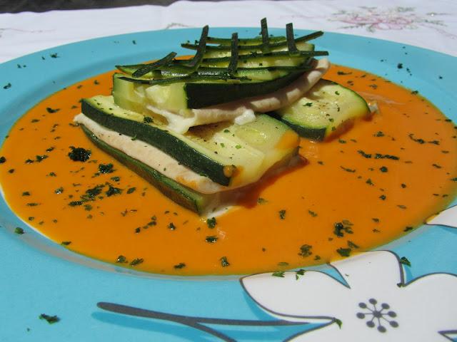 San jacobos de calabacín con salsa marinera