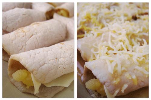 Escalopines enrollados a la piña