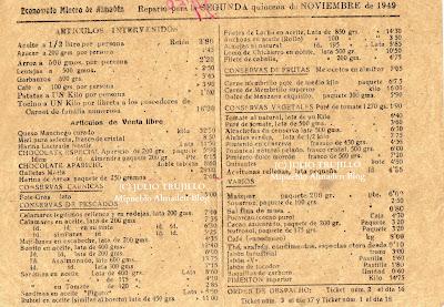 En el recuerdo: Listín del Economato Minero de Almadén 1949
