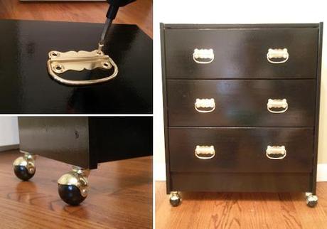 DIY IKEA hack de mueble madera sin tratar con pintura tiradores y ruedecitas