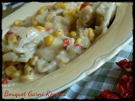 Ravioles de calabaza y mozzarella con salsa de choclo