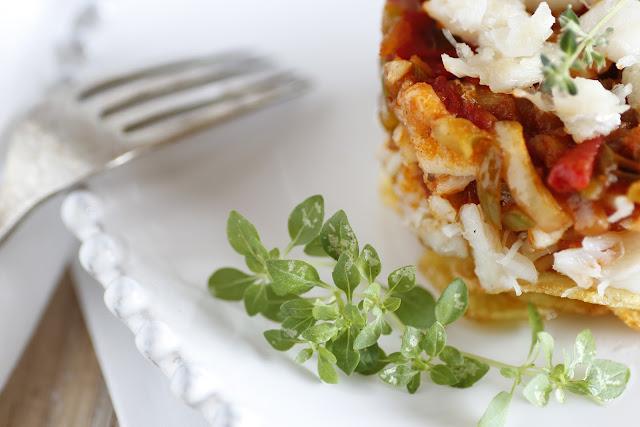 Timbal de bacalao con pisto y patatitas (cocinando con mi estuche de vapor Lekue)