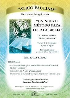 ATRIO PAULINO sobre LA BIBLIA; VIERNES 7 DE SEPTIEMBRE