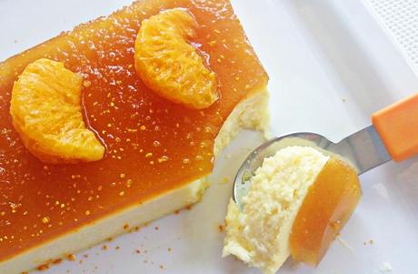 Tarta de queso con gelatina de mandarinas