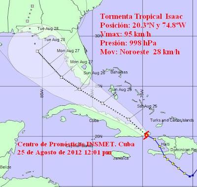 Tormenta tropical Isaac tocó tierra en Cuba