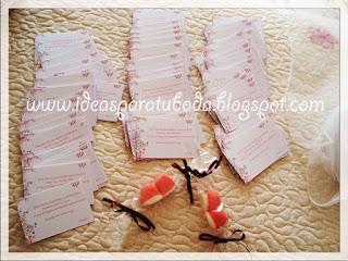Tarjetas de Agradecimiento Boda y Cajas para tabaco