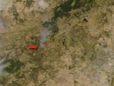 Madrid: Imagen satélite (27.08.2012) incendio Robledo Chavela