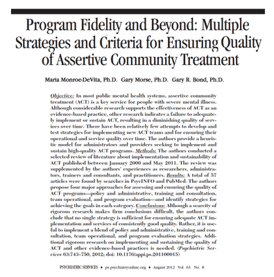 Múltiples estrategias y criterios para asegurar la calidad del Tratamiento Asertivo Comunitario - Monroe-De Vita y col.