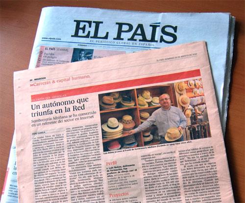 Sombrerería Albiñana en el diario El País