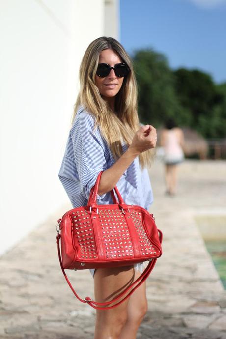 Boyfriend shirt + denim + studs