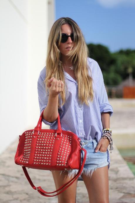 Boyfriend shirt + denim + studs