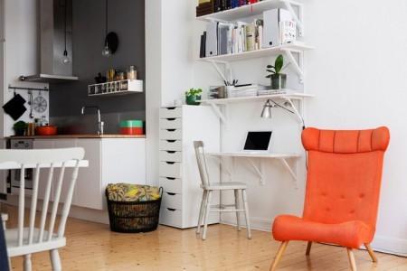 muebles nórdicos muebles de diseño interiores espacios pequeños estilo nórdico diseño de interiores pequeños diseño danés decorar mini pisos decoración pisos pequeños decoración nórdica escandinava decoración interiores decoración en blanco decoración de casas pequeñas cocina blanca y gris butaca naranja buena distribución de pisos blog deco blog de interiores blog de decoración 