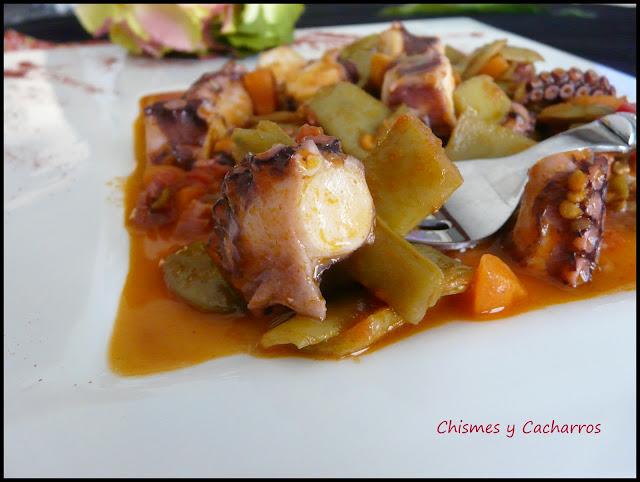 Vainas con Jamón y Pulpo