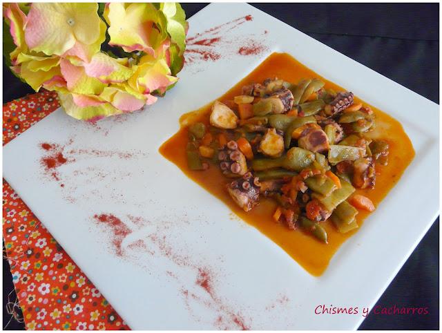 Vainas con Jamón y Pulpo