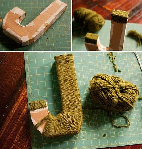 Tutorial DIY como hacer letras de cartón y forrarlas con lana instrucciones paso a paso sobre como hacer letras decorativas de carton y lana