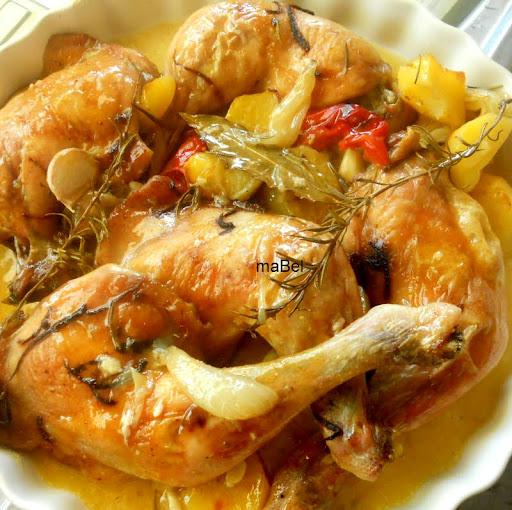 Pollo al horno con verduras