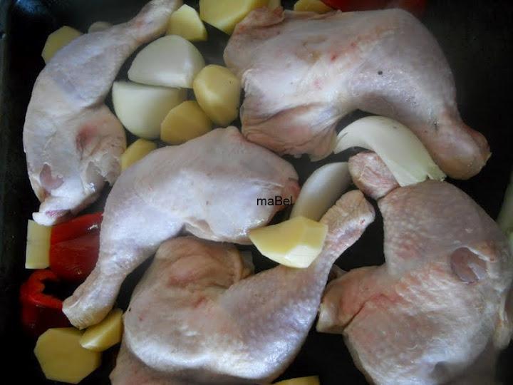 Pollo al horno con verduras