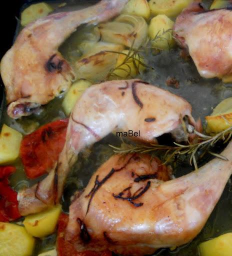 Pollo al horno con verduras