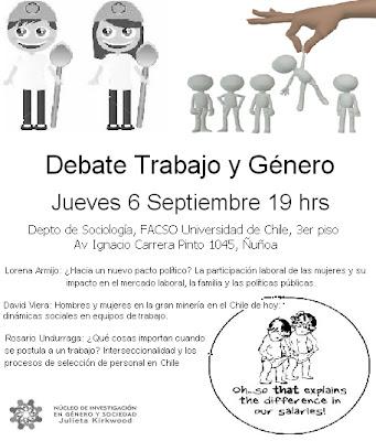 Debate Trabajo y Género organizado por el Núcleo de Investigación Género y Sociedad, Departamento de Sociología de la Universidad de Chile